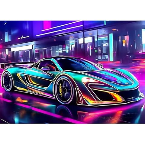CEOVR Sports Car Diamond Art Kits for Adults, Car 5D DIY Full Drill Diamond Painting Dots Gem Art, Adult Crafts Kits Arts and Crafts, Wall Decor for Home Office 12x16inch Cover