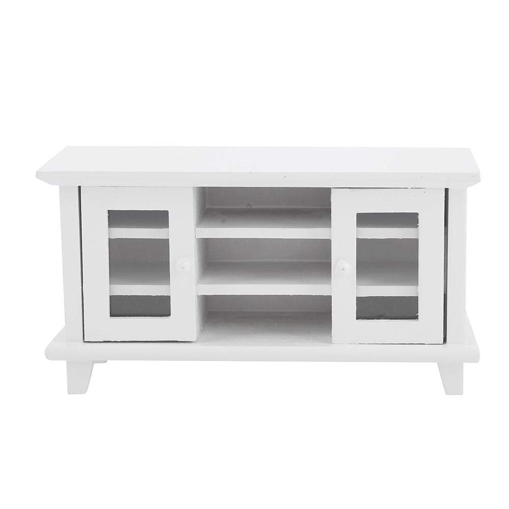 1:12 Miniature Wooden Furniture, Dollhouse TV Cabinet, Decoration for Kids' Doll House(white)
