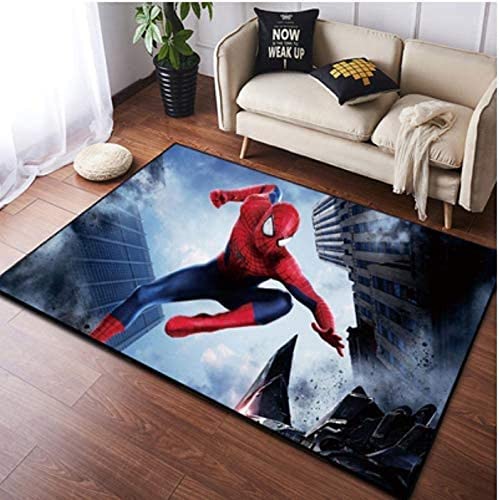 KIKCY Tapis de chambre à coucher Spiderman pour enfants, salon, chambre à coucher, cuisine, salle de bain, tapis antidérapant (60 x 90 cm)