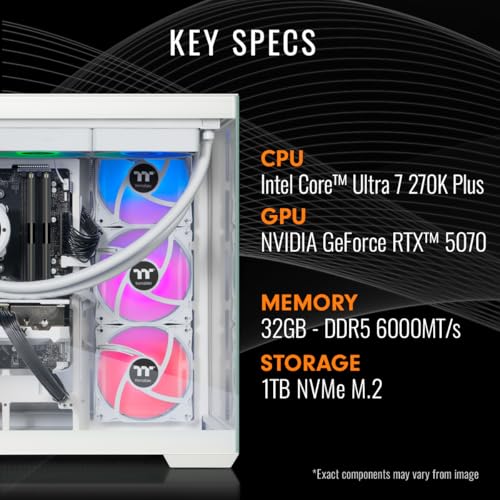 Image of Thermaltake LCGS View u2770S-380 Gaming Desktop (Intel Core Ultra 7 270K Plus, NVIDIA GeForce RTX 5070, 32GB DDR5 6000MT /s Memory, 1TB NVMe M.2, 850W PSU, WiFi, Windows 11) V38S-B860-570-LCS