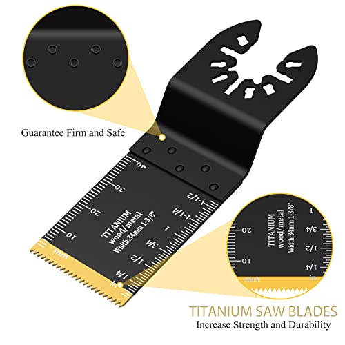 Sidaeren 4Pcs Multi Tool Blades With Scale, Titanium Oscillating Tool Blade For Cutting Metal, Nails, Wood And Plastic. Compatible With Milwaukee, Ryobi And Dewalt Oscillating Tool Blades #TOP7