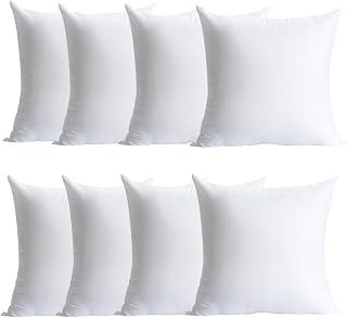 Calibrate Timing 18x18 Throw Pillow Inserts Set of 8 - Hypoallergenic Plush Polyester Fill for Sofa, Bed, Outdoor Decor Cushions