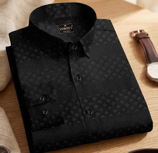 Image of TH BROTHER Men Casual Solid Collared Buttondown Shirt Comfortable Breathable Regular Fit Stylish Modern Daily Outfit