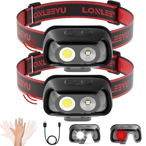 Accessoires de camping lampe frontale rechargeable lot de 2 pour randonnée et pêche