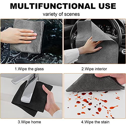 Sapyony Thickened Magic Cleaning Cloth,10 Pcs Lint Free Cloth,Reusable Microfiber Cleaning Rag For Windows,Mirror,Glass,Car,Gray 11.8 * 7In #TOP2