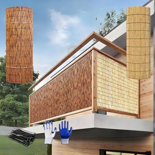 Recinzione in Canna Naturali Recinzione in bambù Impermeabili Ombra Canne di Bambu Decorativi Stuoia Cannette Recinzione per La Privacy per Giardino Facile Installare