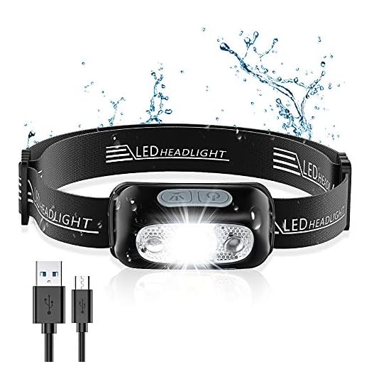 Cocoda Linterna Frontal, LED USB Recargable Linterna Cabeza con 4 Modes de Luz, Sensor de Movimiento, 160 Lúmenes, Impermeable IPX6 y Ajustable Ángulo & Correa, Frontal LED para Cámping Correr