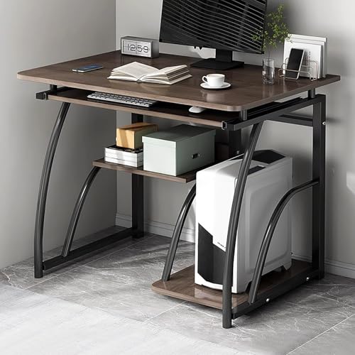 パソコンデスク 小さなパソコン 作業 金属フレーム ワークデスク 厚いデップ 仕事机 強力な耐荷重性 机 pc お手入れ簡単 computer desk スペースは不要 テレワーク 多層設計 ゲーミングパソコン パソコンやオフィスクとして最適 (D-長さ7