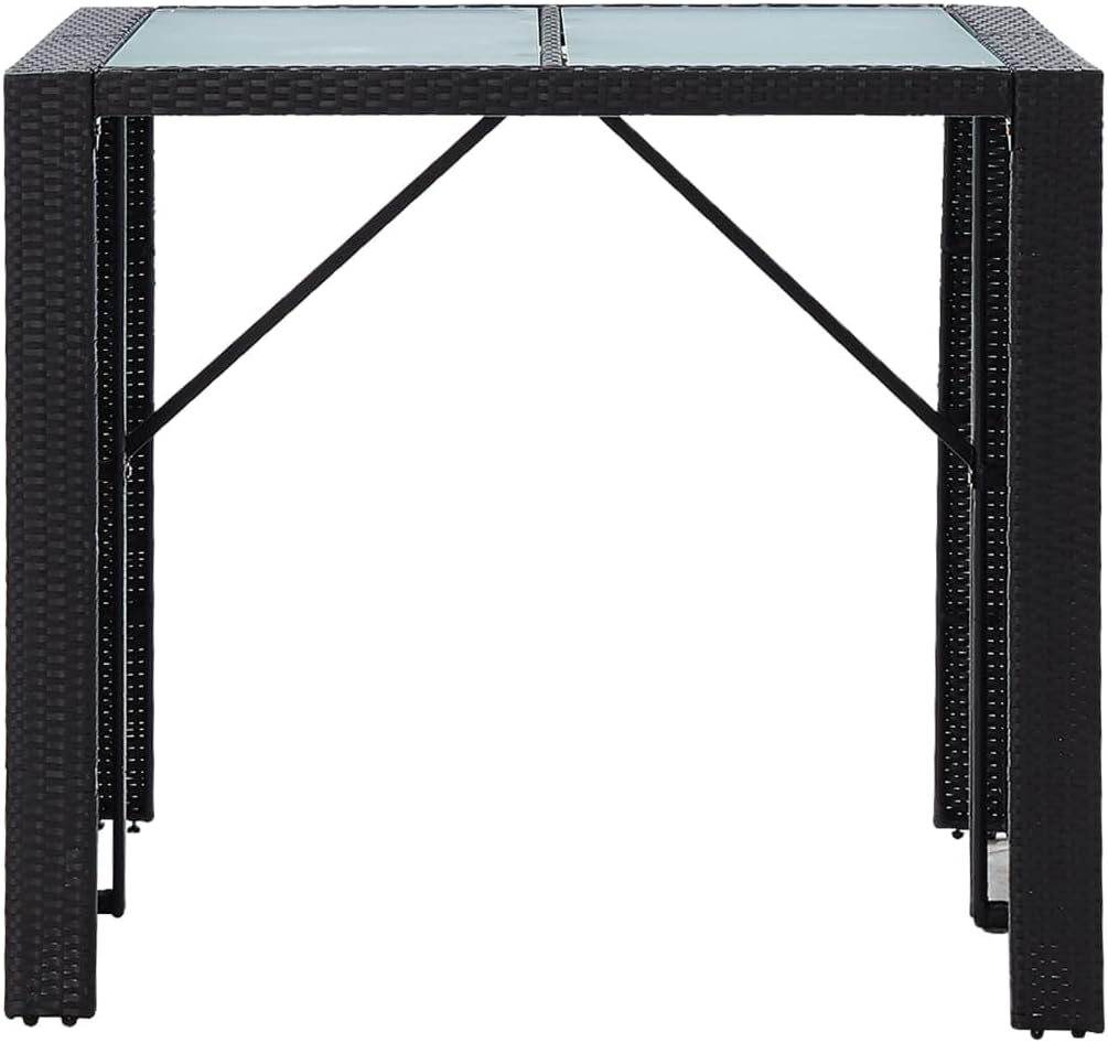 5 Piece Patio Bar Set Poly Rattan and Glass Black Furniture Sets