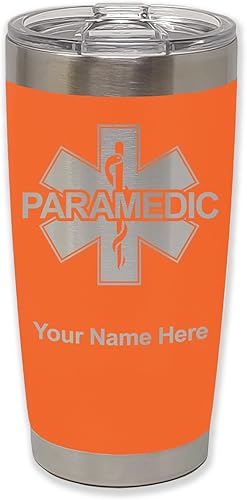 Vista 23 de LaserGram 20oz Vacuum Insulated Tumbler Mug, Paramedic, Personalized Engraving Included (Coral)