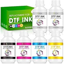 CenDale Premium DTF Ink 3000ML - DTF Transfer Ink for PET Film, Refill DTF Ink for Epson ET-8550, L1800, L800, XP15000, R2400, P400, P800, Heat Transfer Printing Ink Direct to Film 500ml x 6, CMYK W