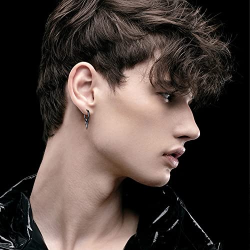 Spike Earrings 925 Sterling Silver Black Hoop Earrings Men Sword Dagger Dangle Drop Earrings Hypoallergenic Gothic Cross Hoop Earrings For Women #TOP2