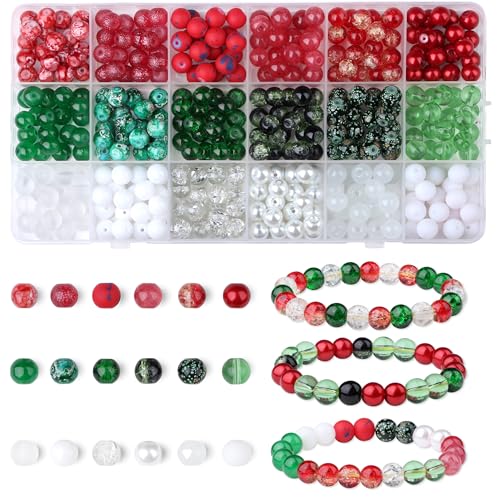 8mm Weihnachtsperlen Glasperlen für Armbänder