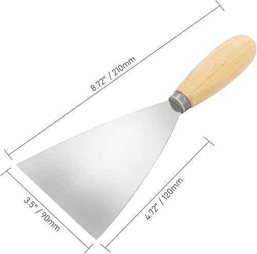 Miniatura 7 de Cuchillo de masilla, raspador de metal de 3 pulgadas, cuchillos de mango de madera para paneles de yeso, calcomanías, papel de pared, parches,