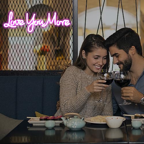 Love You More Neon Signs for Wall Decor, Love Neon Sign for Girls Bedroom Decoration, USB Powered LED Neon Light Sign for Wedding Party Birthday Valentine's Day Gift - Image 5