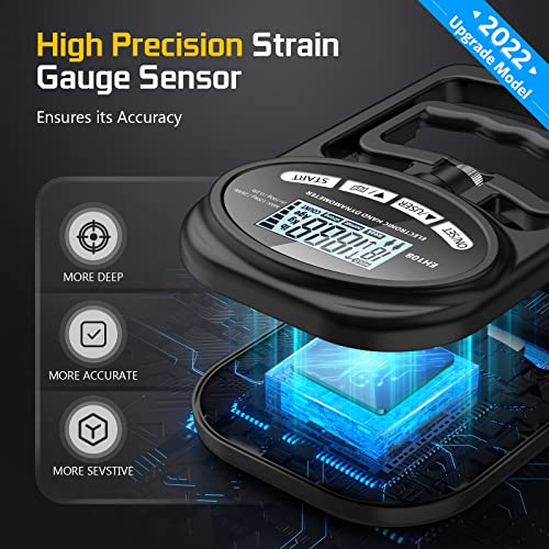Hand Dynamometer Grip Strength Trainer - Electronic Hand Grip Strength Tester Grip Strengthener Hand Exerciser Meter Digital Hand Physical Therapy Equipment Training Gauge 265 Lbs / 120 Kgs Measurement For Sport Home School Clinic Use #TOP3