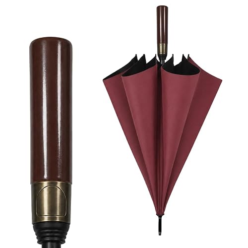 ginoya brothers Golf Umbrella Large Size Automatic Open Golf Umbrella Extra Large Oversize Umbrella Windproof Waterproof for Men and Women. (WOODEN RED)