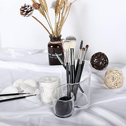 Makeup Brush Holder Organizer, 3 Slot Acrylic Makeup Brush Organiser, Eyeliners Display Holder for Comestic Organizing (3 in 1)