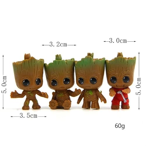 Zeshops 4Pcs/Set Miniature Fairy Garden Sitting Groot Figurine Pvc Statue Groot In For Kids Home Car Decor Gift #TOP3