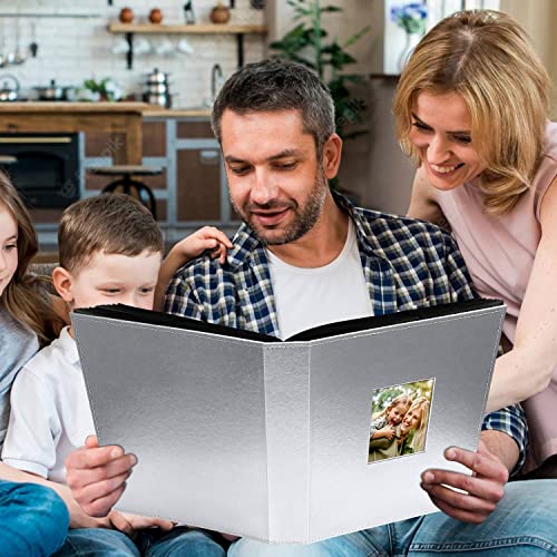 Image of Ywlake Photo Album 4x6 400 Pockets, Leather Photo Albums Holds 400 Vertical Pictures Only Silver