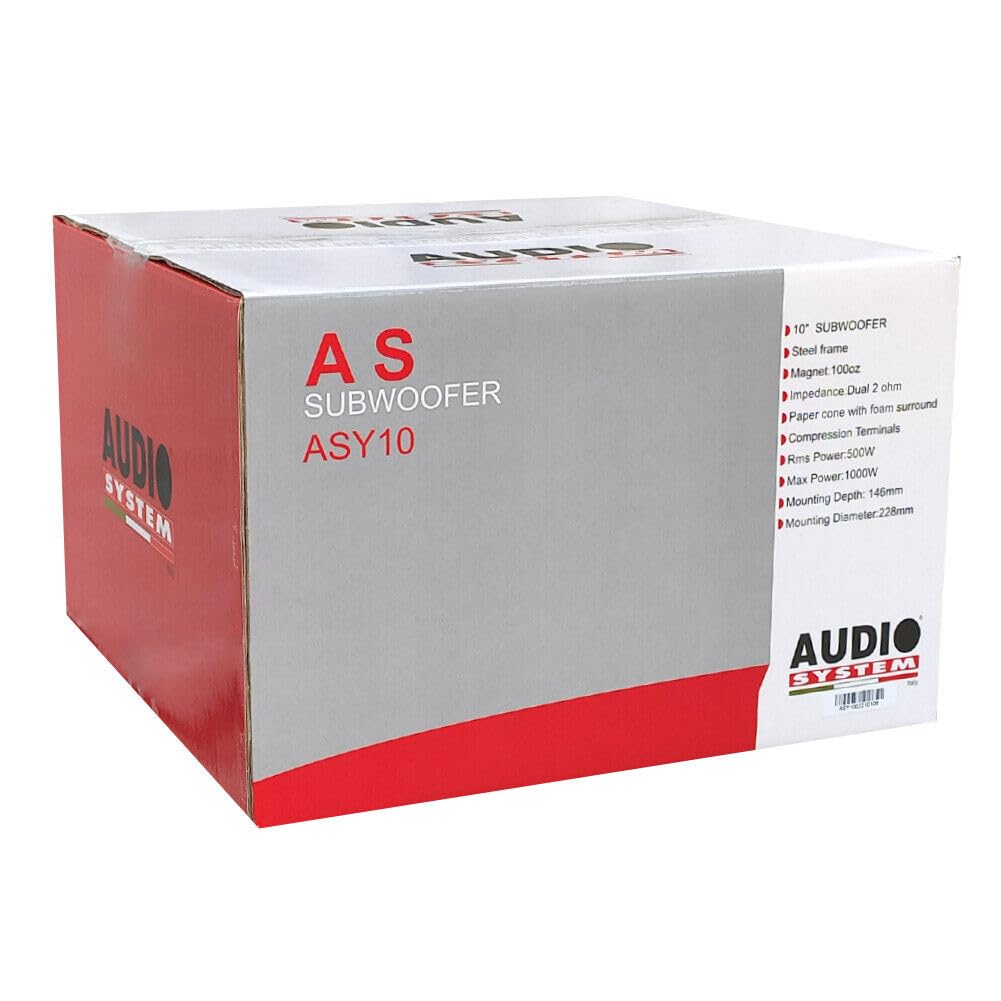 KIT Set FÜR Audio System ASY10 ASY-10 1 Subwoofer 25 cm 10" Durchmesser, Doppelschwingspule, Dual Voice Coil, 2+2 Ohm, 500 Watt rms 1000 Watt max, 1 Stück
