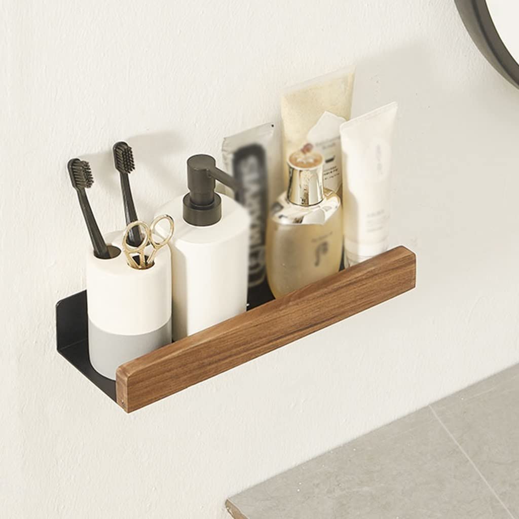 Scaffale da Bagno Squisito Scaffale da Bagno, Scaffale per Shampoo da Bagno con Doccia a Parete, Scaffale Multiuso per Cosmetici, Legno massello (Color : 30cm)