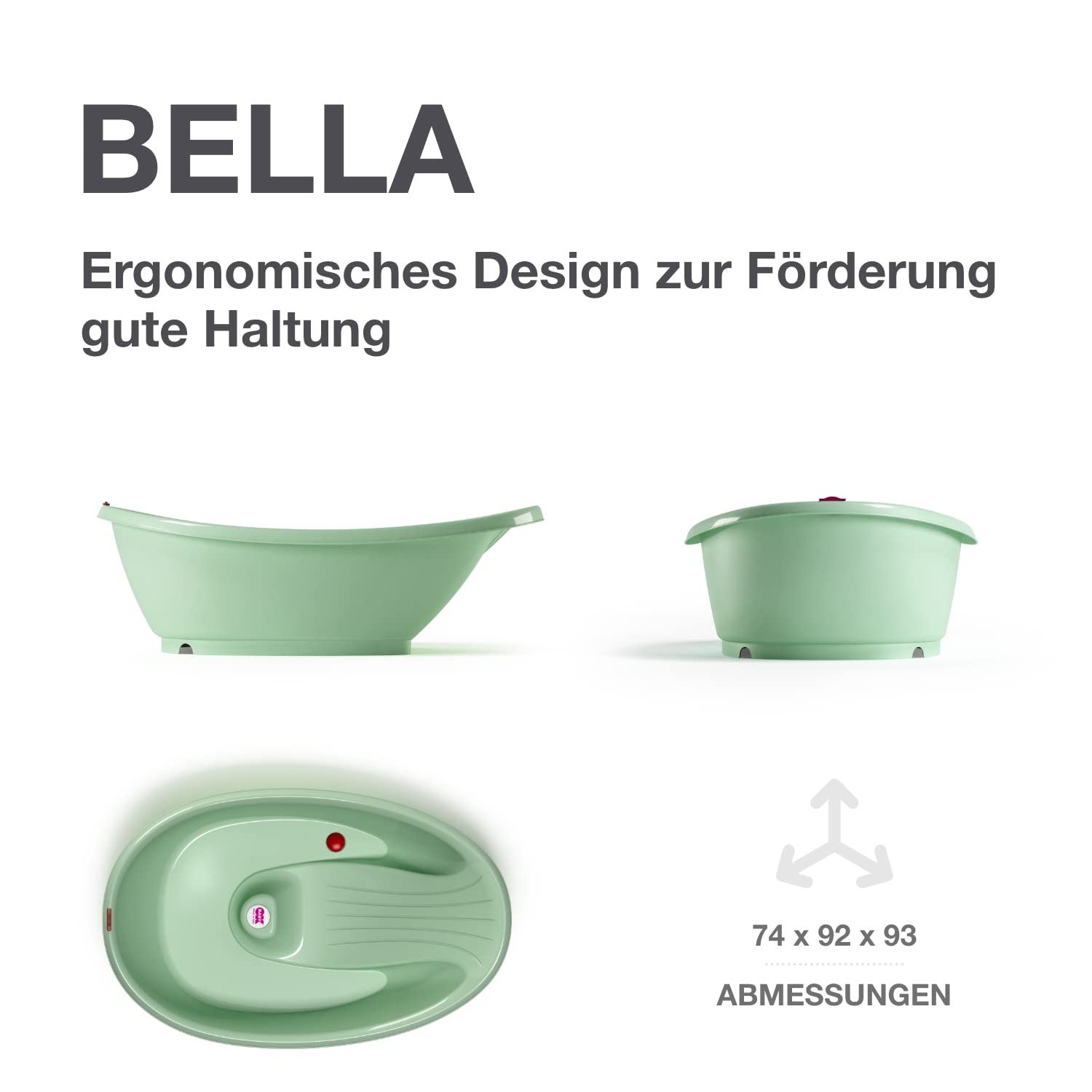 OKBABY Bella Kit mit Halterung, gemütliche Badewanne für Neugeborene und Babys von 0-12 Monate - Grün