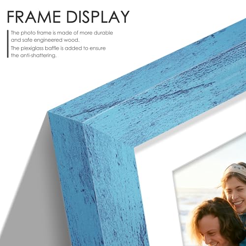 Image of DUENPY 8x14 Collage Picture Frame 4x6 Collage Picture Frame Displays Three 4x6 inch Photos or 8x14 (Without Mat) for Available Horizontal Wall Mounting Display and Vertical Blue