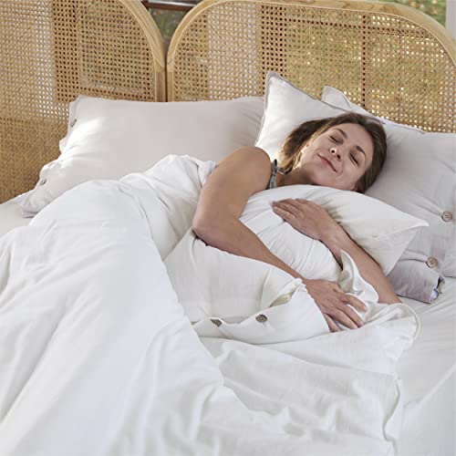 Bedsure Linen Duvet Cover California King - Linen Cotton Blend Duvet Cover Set, White Linen Duvet Cover, 3 Pieces, 1 Duvet Cover 104X98 Inches And 2 Pillowcases, Comforter Sold Separately #TOP1