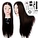 Produktbild Trainingsköpfe für Friseure, Übungskopf Frisierkopf Friseur 66cm 100% Synthetisches Haar Perückenkopf Friseur Puppenkopf Friseurkopf Ausbildung Mannequin Kopf Mit Halter + DIY Haare Frisuren Set