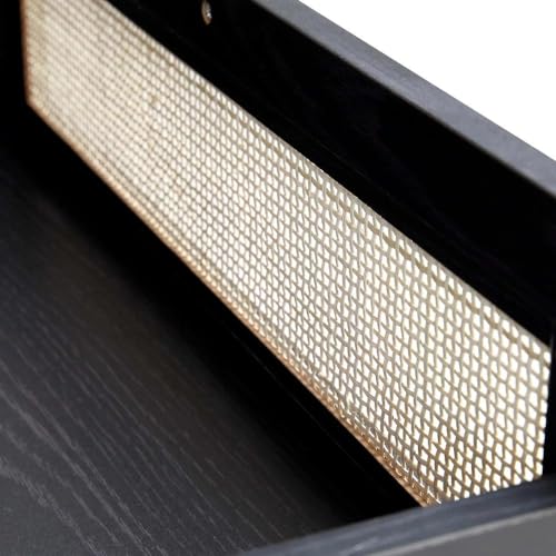 Image of Pore Rattan Chest of Drawer for Home & Office |6 Drawer Chest for Storage |Mango Wood, Black Matt |Ideal for Home Decor