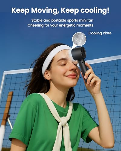 Image of Gaiatop Powerful Portable Handheld Fan, 5 Speed Strong Wind Personal Small Desk Fan Rechargeable with Lce Compress for Quick Cooling for Travel Indoor Outdoor Use (Black)