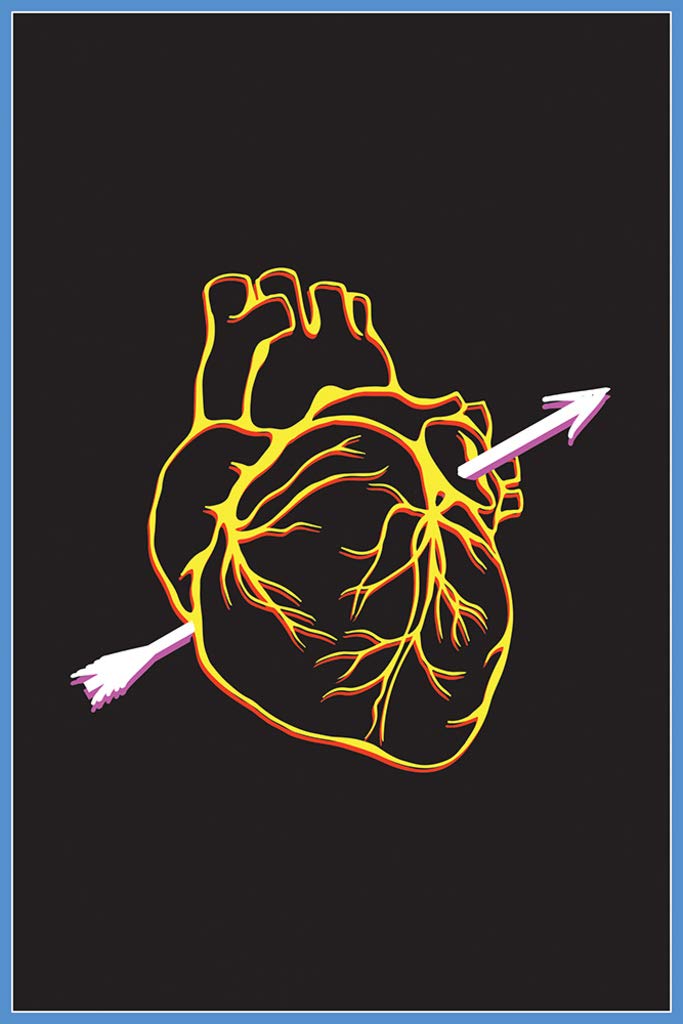 Heart With Cupids Arrow Love Romance Emo Colorful Cool Psychedelic Trippy Hippie Decor UV Light Reactive Black Light Eco Blacklight Poster For Room