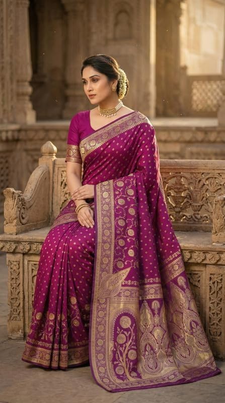 Image of Yashika Women's Art Silk Saree with Blouse Piece for Traditional Ethnic Wear Sari