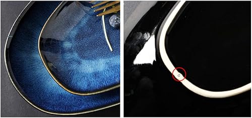 Miniatura 9 de Cabilock Bandeja de pescado Placa de sushi de cerámica Blue Black Snack Serving Plate para fiesta de boda