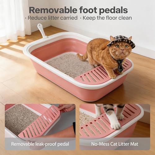 Caja de arena plegable para gatos Pawise color rosa miniatura 6
