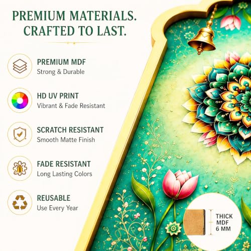 Image of Ganpati Decoration Setup for Home, Premium MDF Ganesh Chaturthi Backdrop Stand, 1 Panel Traditional Mandap Decor for Pooja, Aarti, Festival & Housewarming, Suitable for up to 12 Inches Ganpati.