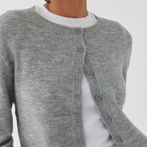 Image of Women Y2k Crop Cardigan Sweater Long Sleeve Button Down Cardigan Vintage Open Front Sweater Cute Knit Pullover Tops