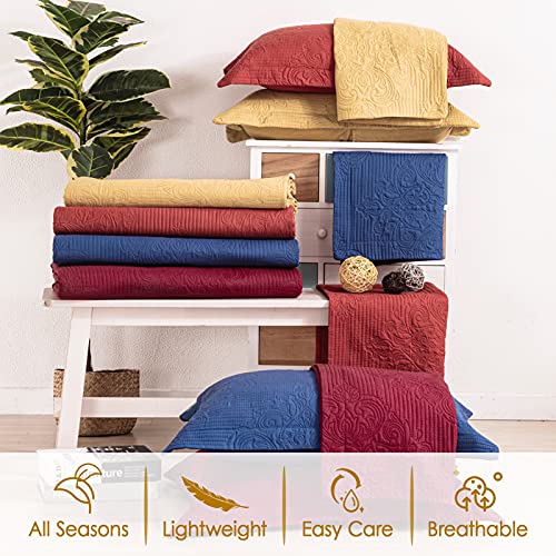 Jupitex Matelasse Coverlet Bedspread Quilt King Size, 96X106 Textured Lightweight Quilt, 3 Pcs Ultrasonic Embossed Bedding, Soft Breathable Bedspread, Yellow Quilt Bedspread Coverlet For All Seasons #TOP4