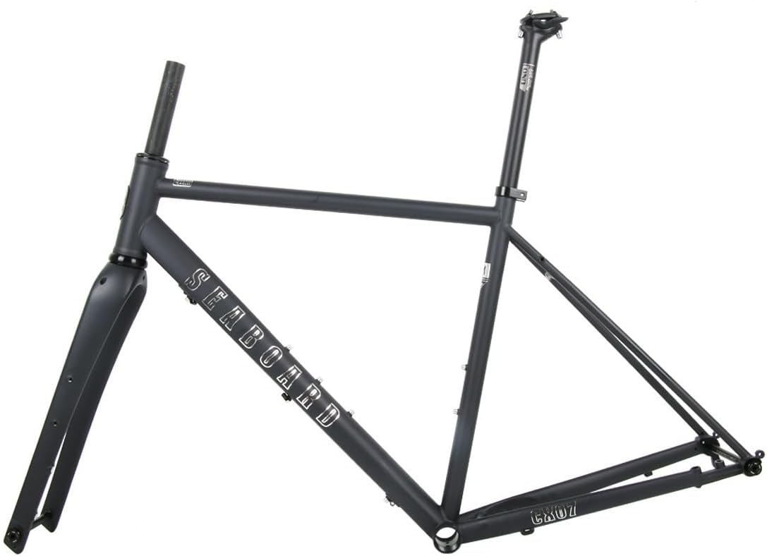 Gravel Road Bike Frameset 700C Cr-Mo Steel Bike Frame with Carbon Fork, 44/47/50/53/56cm Travel Bike Frame Disc Brake Thru Alxe 100/142mm