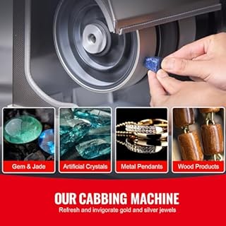 Happybuy 6" Cabbing Machine, 1/4HP 1800rpm Lapidary Rock Grinder & Polisher with Lamp & Water Pump, Gem Faceting Machine for Gemstones & Jade, Ideal for Cabochon Creation