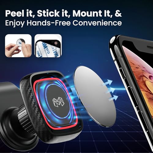 Image of MOOSH Magnetic Car Vent Mount 360 Adjustable Mobile Holder for Air Vent with Strong Magnetic Grip, Anti-Slip Design, Single Hand Use, Shockproof Build, Mobile Stand for Car (Black)