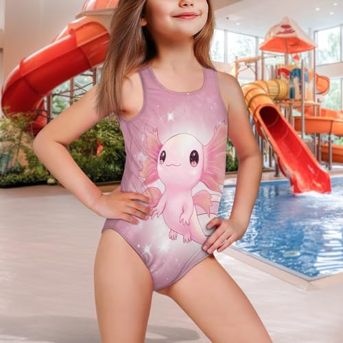 Image of Girls One Piece Swimsuits Axolotl Cross Back Swimwear Beach Summer Quick Dry Beach Bathing Suit