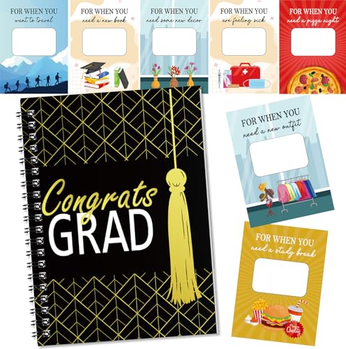 Fprl Graduation Gift Card Book 7 x 5 Inch 20 Pages Gift Card Booklet Congrats Grad Organizer Greeting Card College Survival Album Keeper for Graduation Senior Gifts(Black)