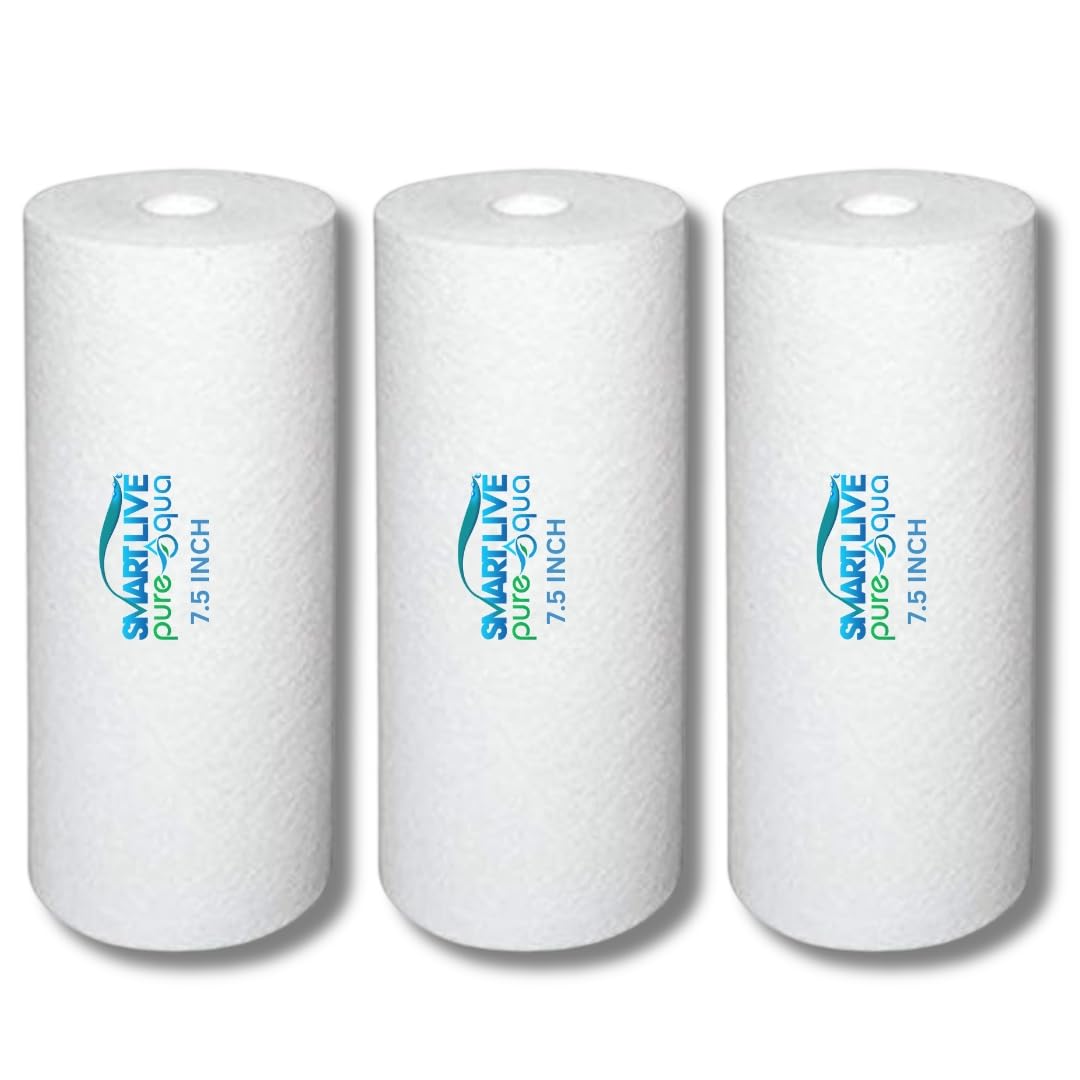 Smart Live 7.5 Inch Spun Filter/RO Filter/Pre Filter 5 Micron for PUREIT Water Purifier, 2.75" OD, 120 Gram (Pack of 3)-image-28