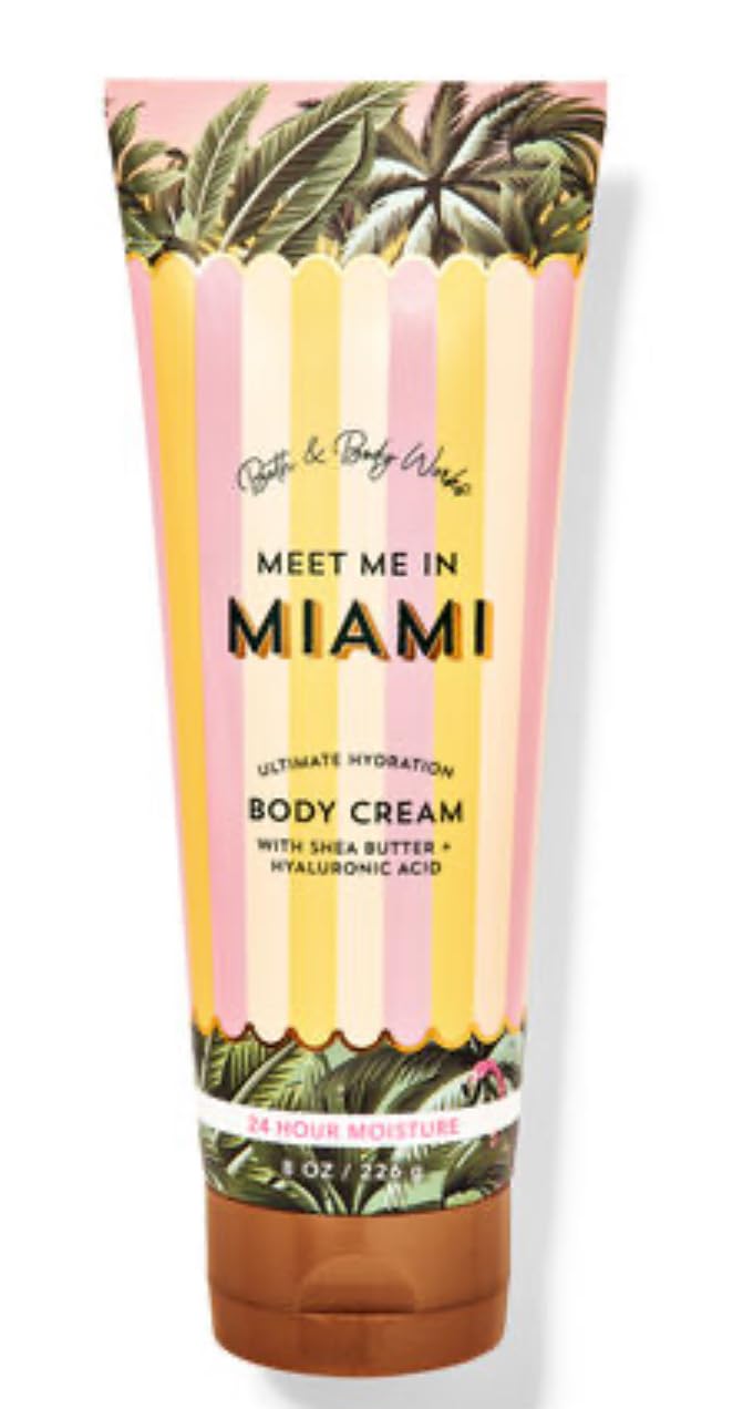 Bath & Body Works - 3 Piece Bundle - Spray - Body Cream - Shower Gel - Full Size and Gift Bag HELLO GORGEOUS (Meet Me In Miami)