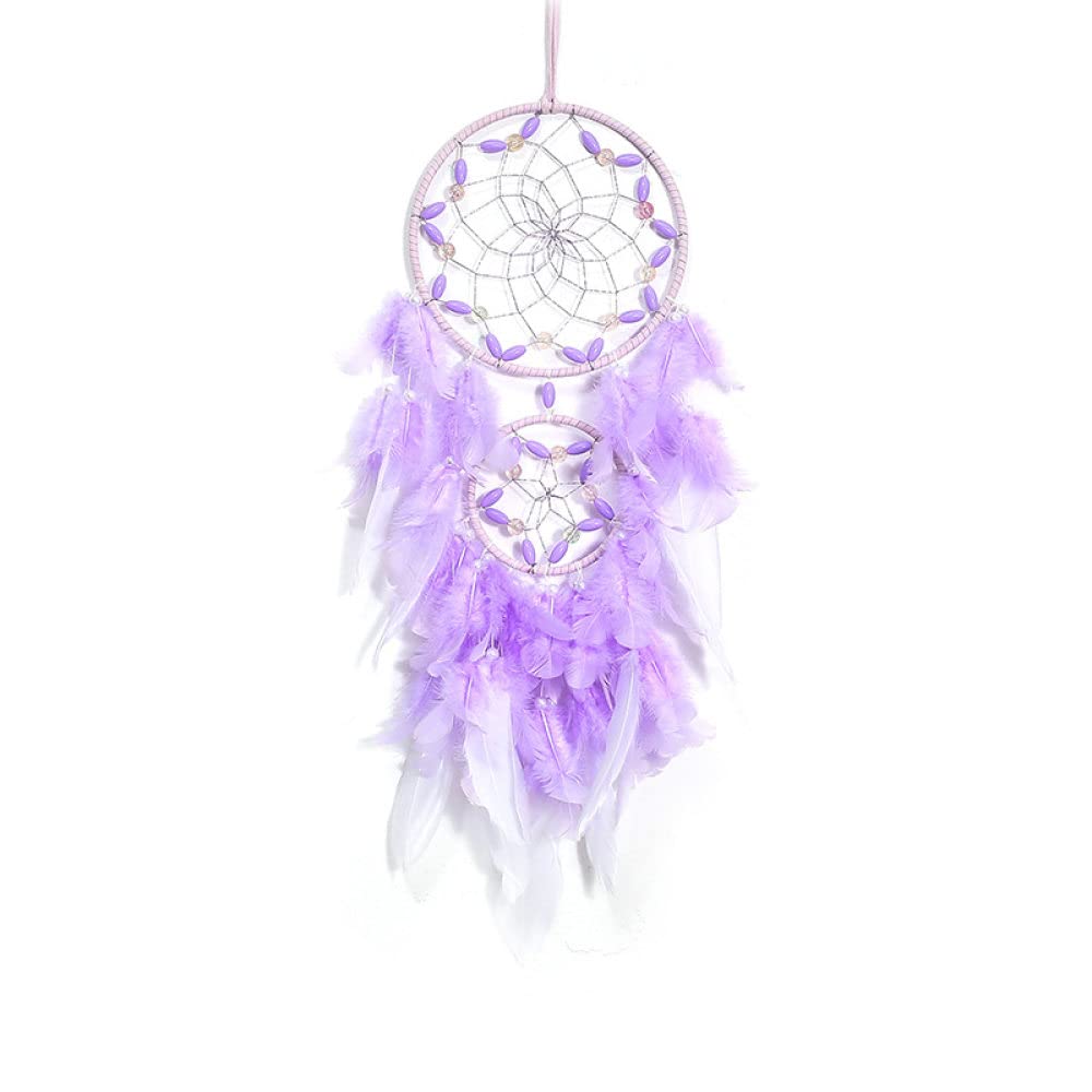 LIBERGA Purple Dream Catcher Wall Decor Home Decor,Beads Feather Wall Hanging Dream Catchers for Girls Bedroom Dorm Room Boho Craft Ornament