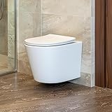Imprese ELANTA TWIST - WC-Schüssel hängend Rimless Tornado mit Absenkautomatik Slim, Sanitärkeramik 48,5 x 36 cm