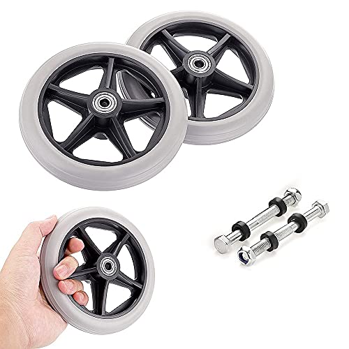 Roues avant de fauteuil roulant 8 pouces PVC noir x2 - 2