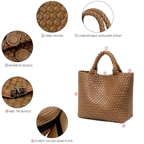 Image of JINMANXUE Fashion Woven Bag Shopper Bag Travel Handbags and Purses Women Tote Bag Large Capacity Shoulder Bags